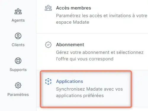 Connecter des applications avec Madate