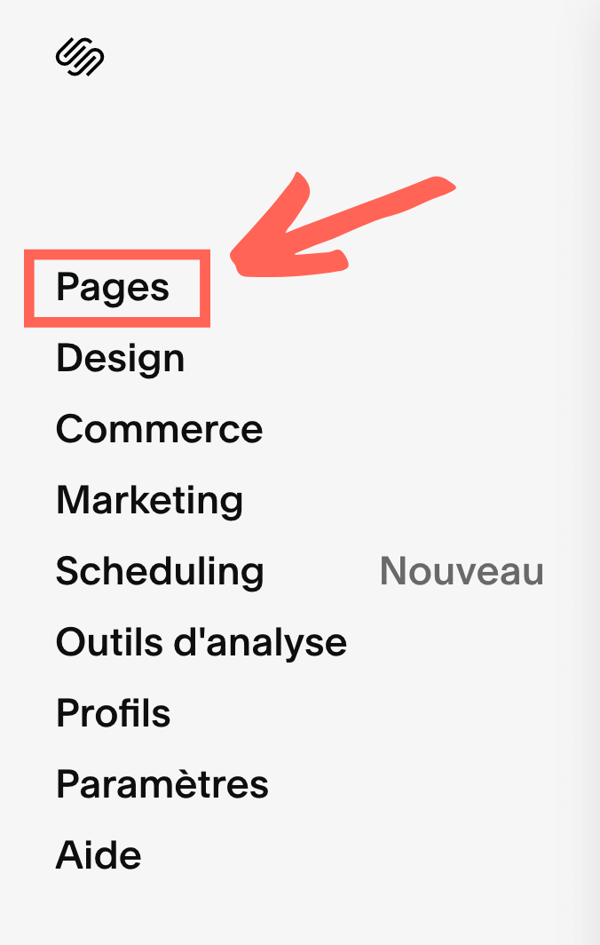 Pages site Squarespace